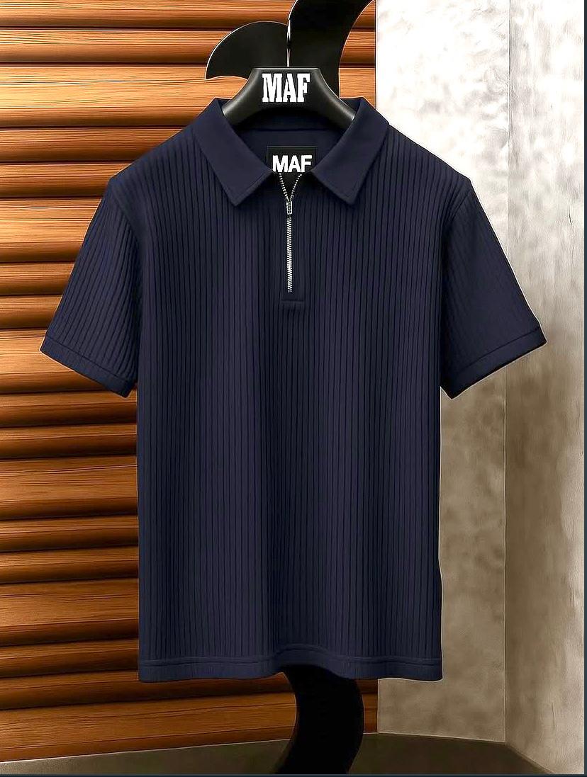 Drip Zipper Polo - NVY-Blue