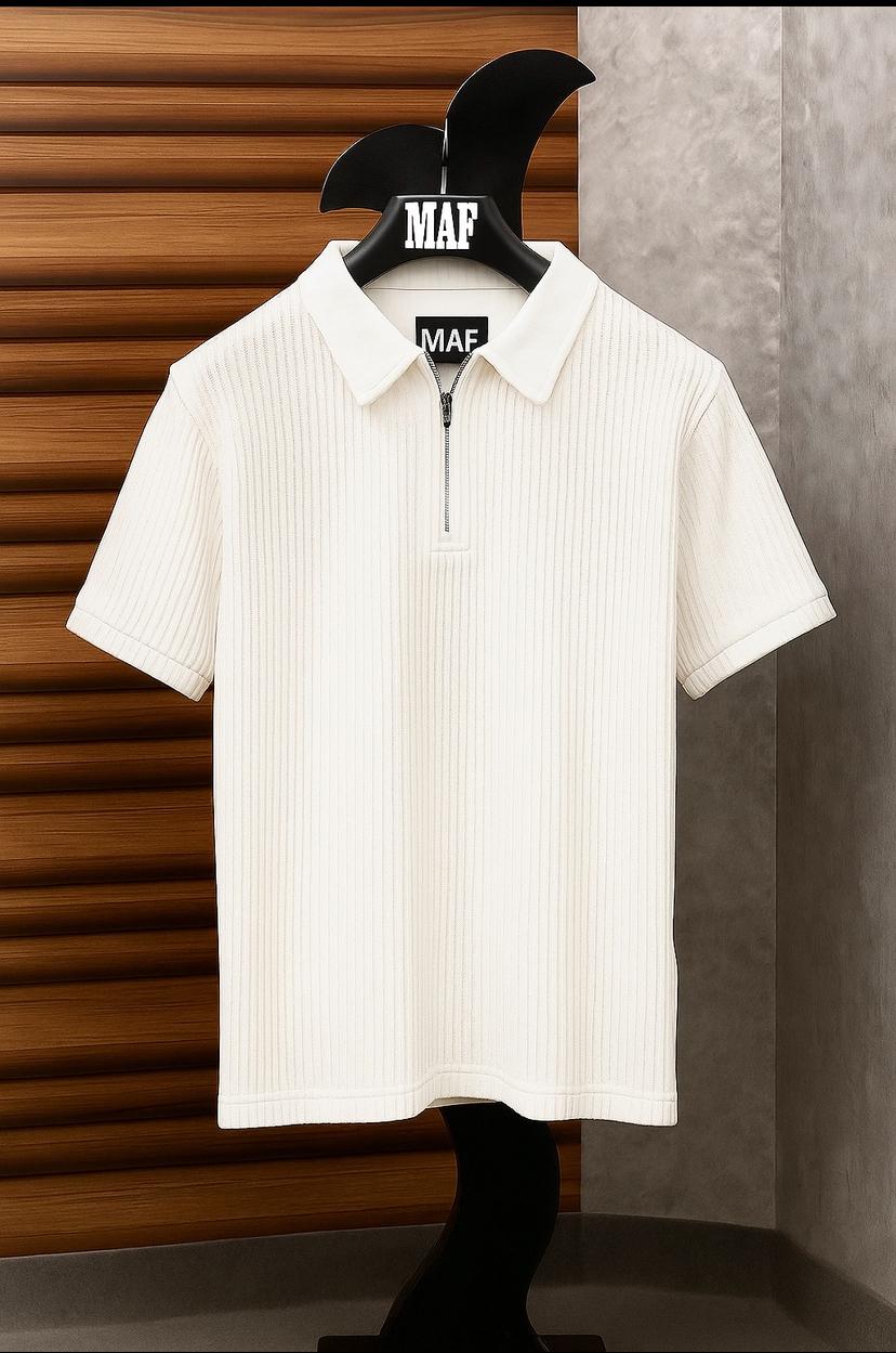 Drip Zipper Polo - PZ - OFFWHT